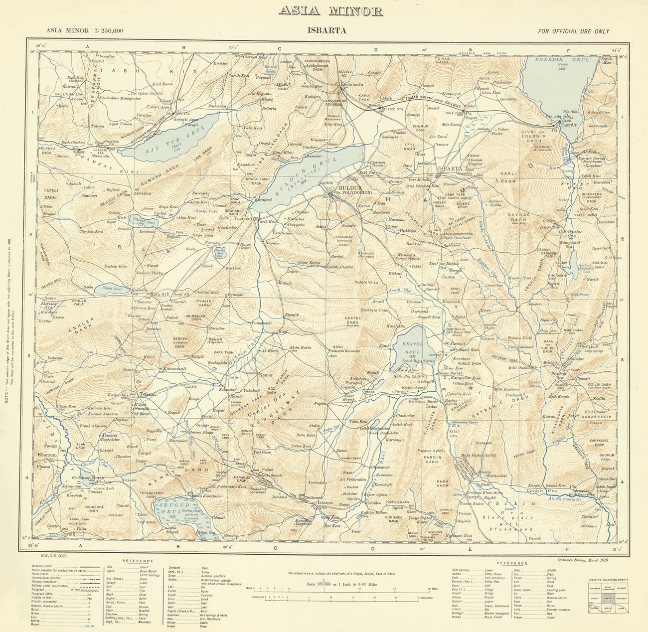"Isbarta" paftası — Asia Minor 1:250.000, Isparta ve çevresi